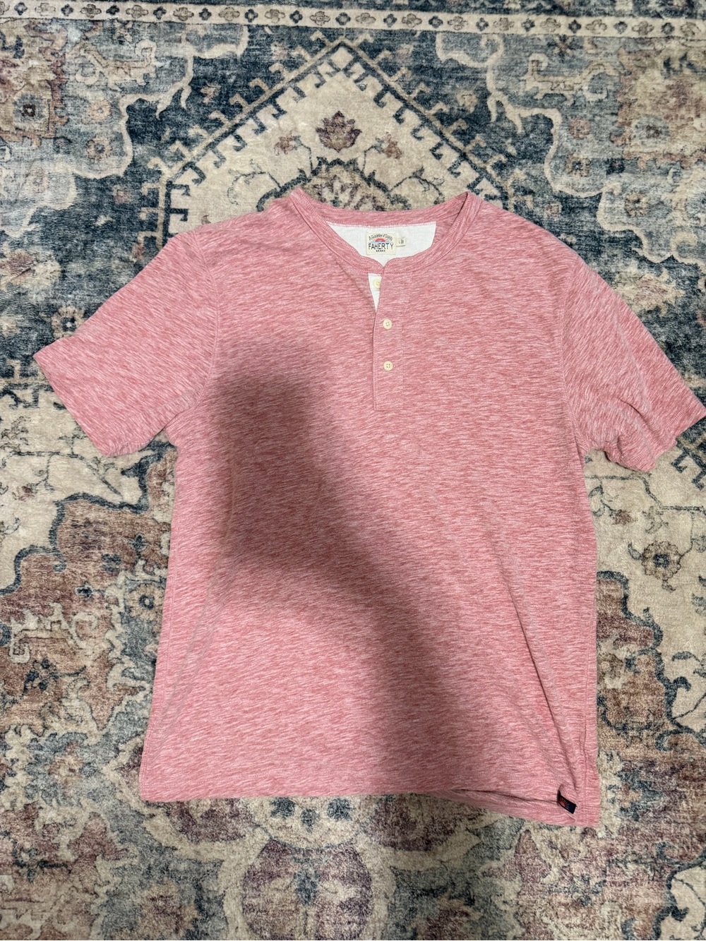 Faherty Heathered Pink Short-Sleeve Henley